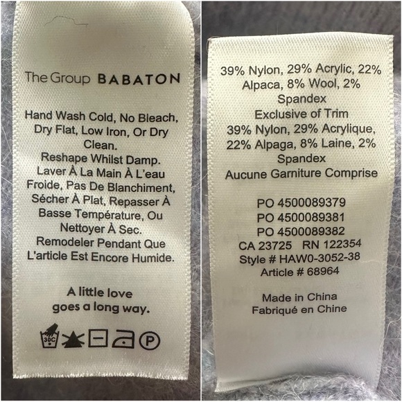 Aritzia The Group Babaton Sweater Alyssa V-neck Long Sleeve Alpaca Wool Blend XS - Picture 9 of 12